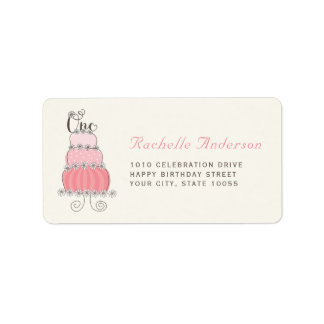 Pink Cake One Baby Girl 1er anniversaire Étiquette