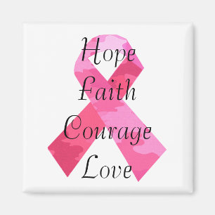 Pink Camouflage Ruban Faith Magnet