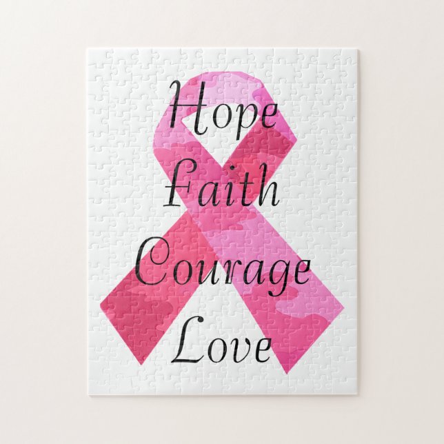 Pink Camouflage Ruban Faith Puzzle (Vertical)