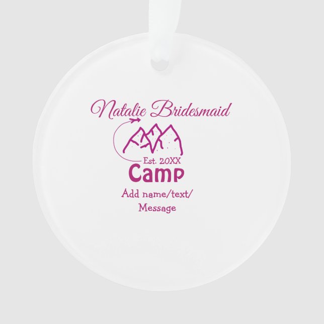 Pink camp bridesmaid ajouter nom date année bachel (devant)