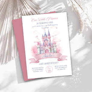 Pink Castle Kingdom Princess Invitation d'annivers