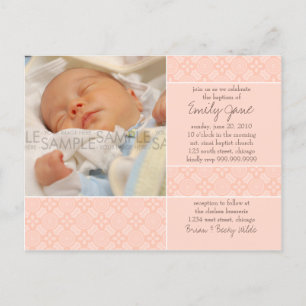 Pink caustique ・ Baptême Invitation Carte postale