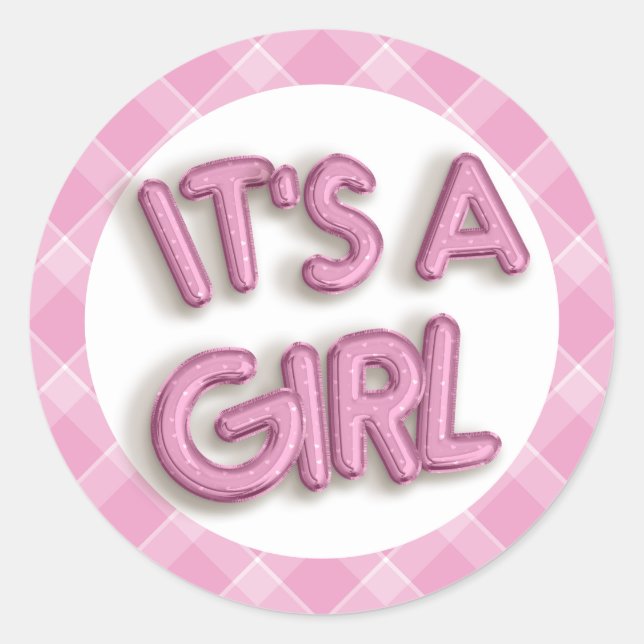 Pink C'est un Sticker Baby shower fille - Round Fa (Devant)