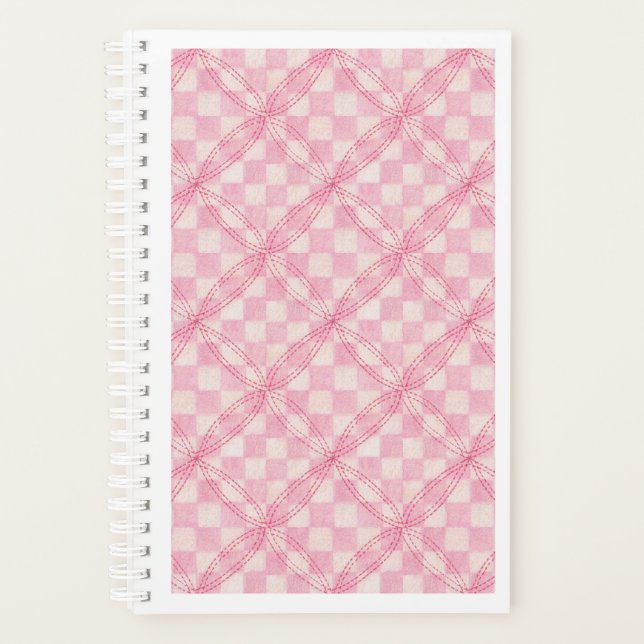 PINK CHECK QUILT 5.5x8.5 Planificateur / Calendrie (Devant)