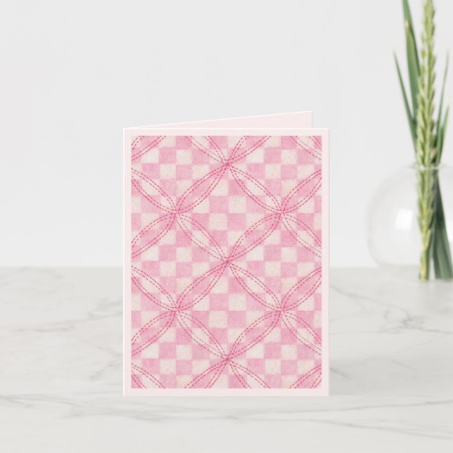 PINK CHECK QUILT Merci Carte Note / Blush (Devant)