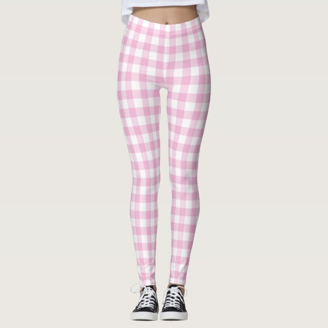 Pink Checker En vichy Pastel Femmes Leggings (Devant)