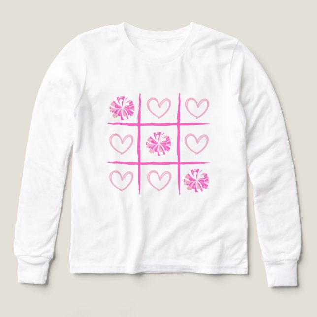 Pink Cheer Tic-Tac-Toe Valentine's Day Shirt  (Motif recto)