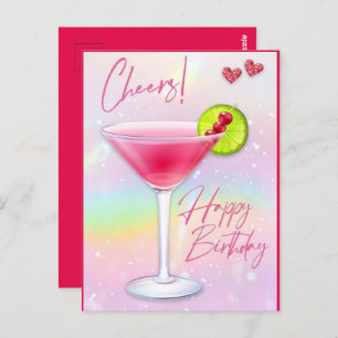 Pink Cheers Heureux Anniversaire Carte postale