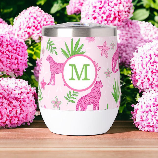 Pink Cheetah Preppy Monogram Arrière - plan rose (Créateur téléchargé)