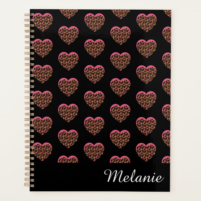Pink Cheetah Print Hearts Nom Motif (Devant)