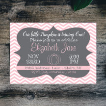Pink Chevron Notre petit Invitation Citrouille d'a