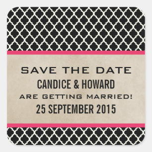 Pink Chic Quatrefoil Enregistrer Stickers Date