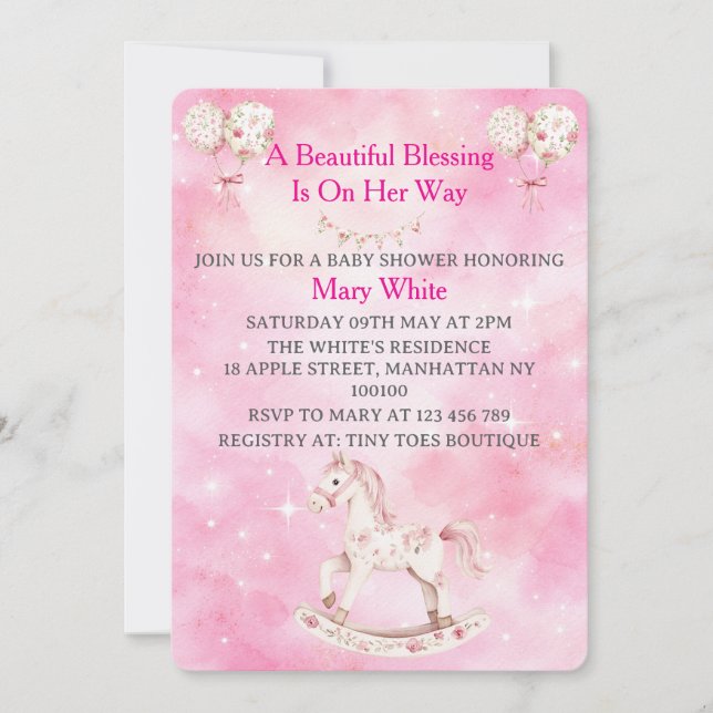Pink Chinoiserie Baby Shower Invitation (Devant)