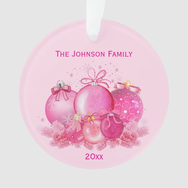 Pink Christmas Balls Ornament  (devant)
