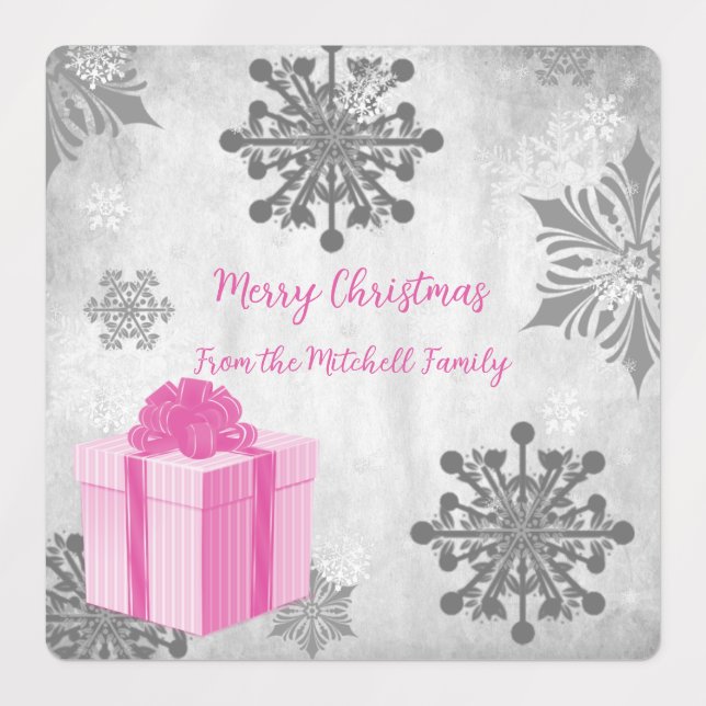 Pink Christmas Cadeau de vacances Étiquettes de cu (Design 1)