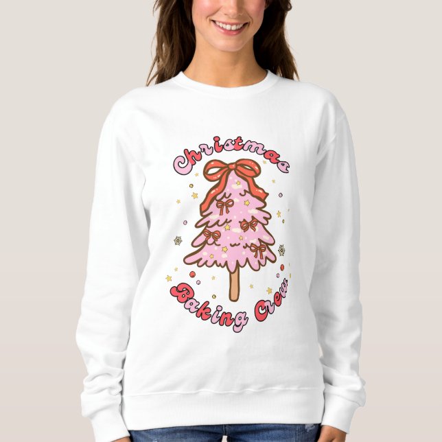 Pink Christmas Tree Baking Crew Sweatshirt (Devant)