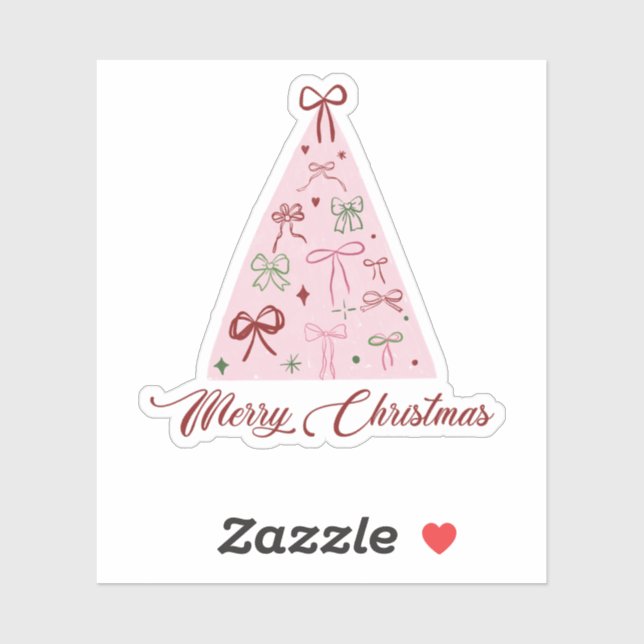 Pink Christmas Tree Sticker (Feuille)