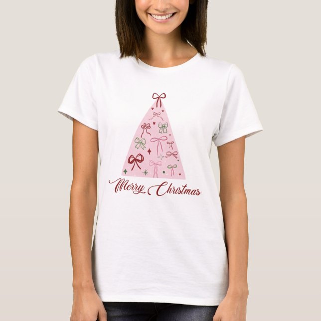 Pink Christmas Tree T-Shirt (Devant)
