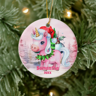 Pink Christmas Unicorn Enfants Ornement photo