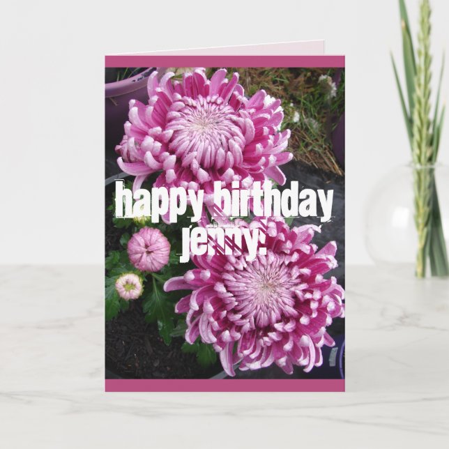 Pink Chrysanthemum fleurs florales Carte d'anniver (Devant)