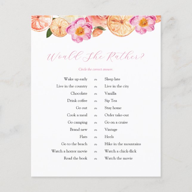 Pink Citrus nuptiale préférerait-elle le jeu (Devant)