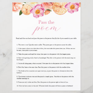 Pink Citrus Pass Poem Fête des mariées jeu