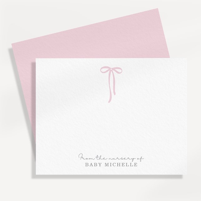 PINK clair Bow de la pépinière de, carte de remerc (Créateur téléchargé)