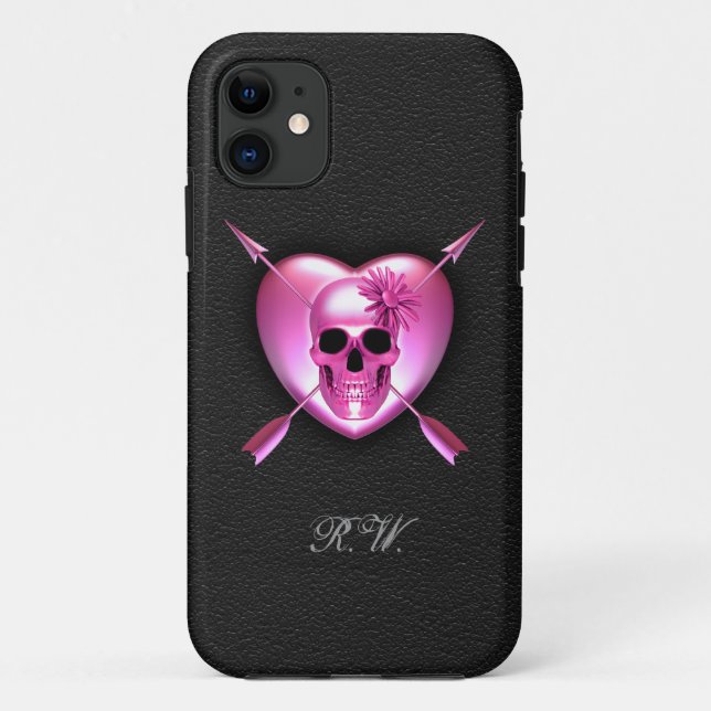 Pink Coeur et crâne iPhone 5 Coque (Dos)