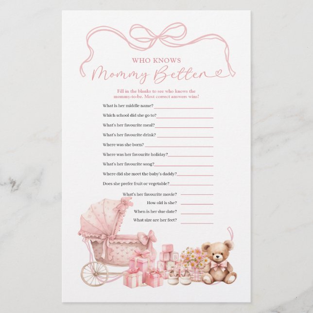 Pink Coquette Baby Carriage Who Know Mommy Better (Devant)