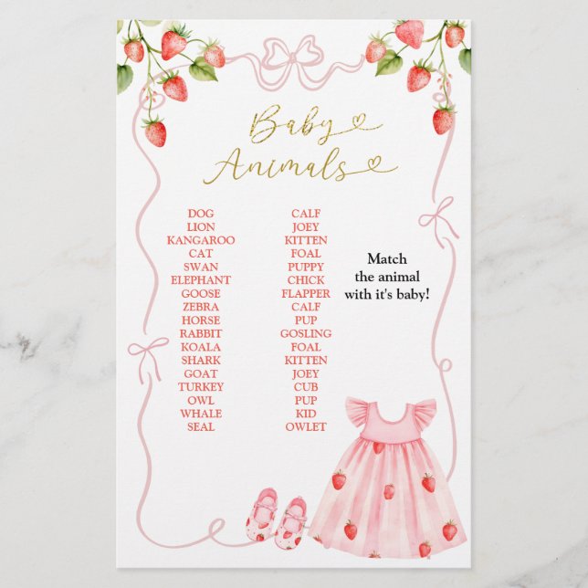 Pink Coquette Baby Clothes Baby Animals Game Sign (Devant)