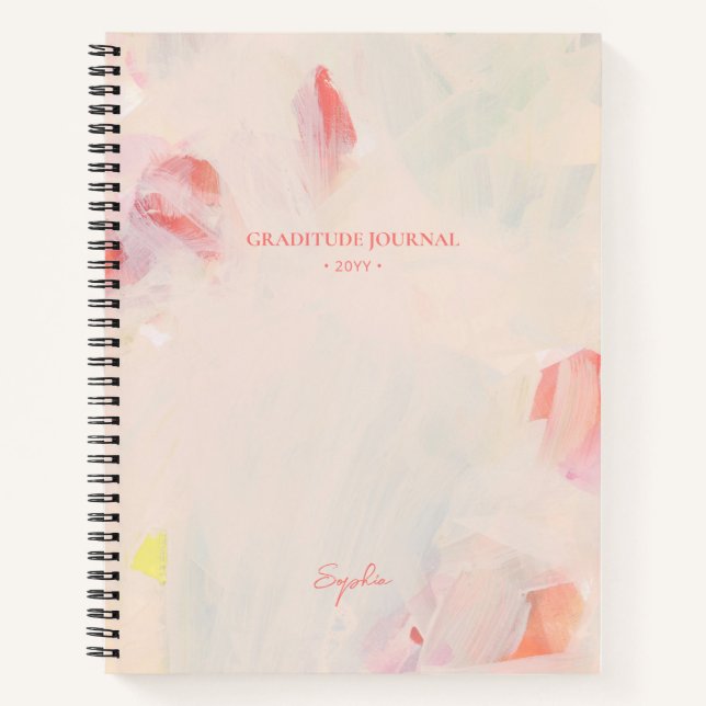 Pink & Coral Abstrait Floral Art Gratitude Journal (Devant)