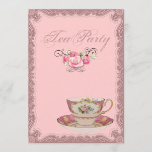 Pink Country Fête des mariées Tea Party Invitation