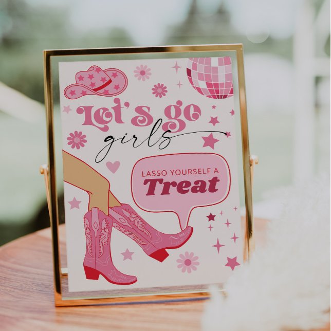 Pink Cowgirl Anniversaire Fête Allons-y Filles Tra (Créateur téléchargé)