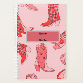 Pink Cowgirl Boot Spiral Bound 