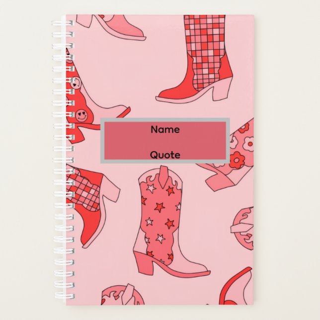 Pink Cowgirl Boot Spiral Bound  (Devant)