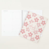 Pink Cream Daisy Flowers Retro Pattern