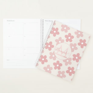 Pink Cream Daisy Flowers Retro Pattern