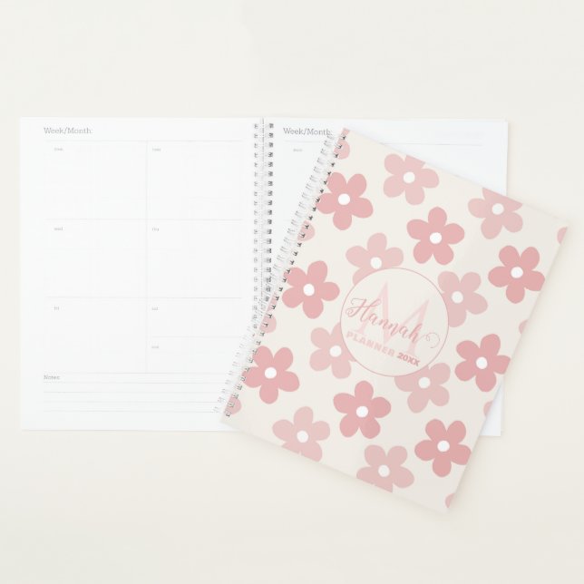 Pink Cream Daisy Flowers Retro Pattern (Devant avec enveloppe)