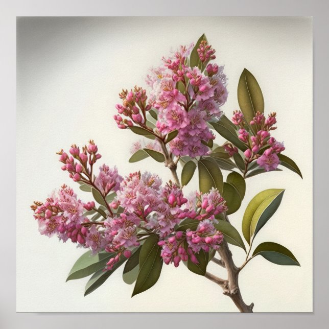Pink Crepe Myrtle Fleurs Art Imprimer Poster (Devant)
