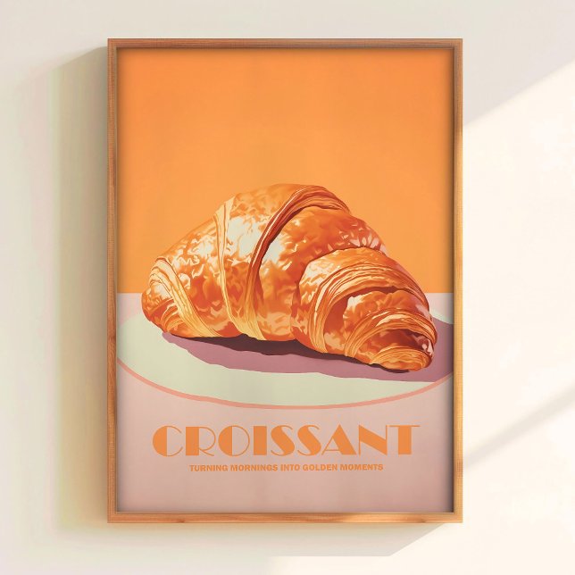 Pink Croissant Print Pastry Poster Minimalistic Ar (Créateur téléchargé)