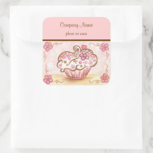 Pink Cupcake Bakery Stickers d'affaires