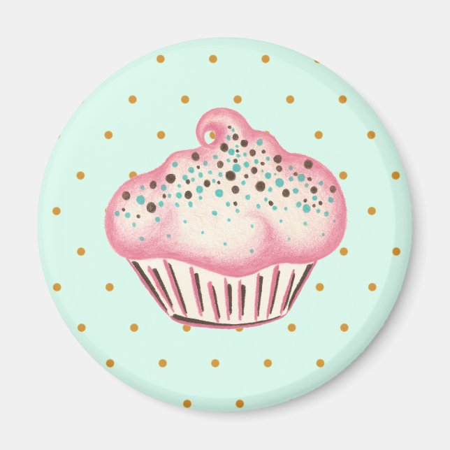 Pink Cupcake Bakou Aimant de cuisine (Devant)