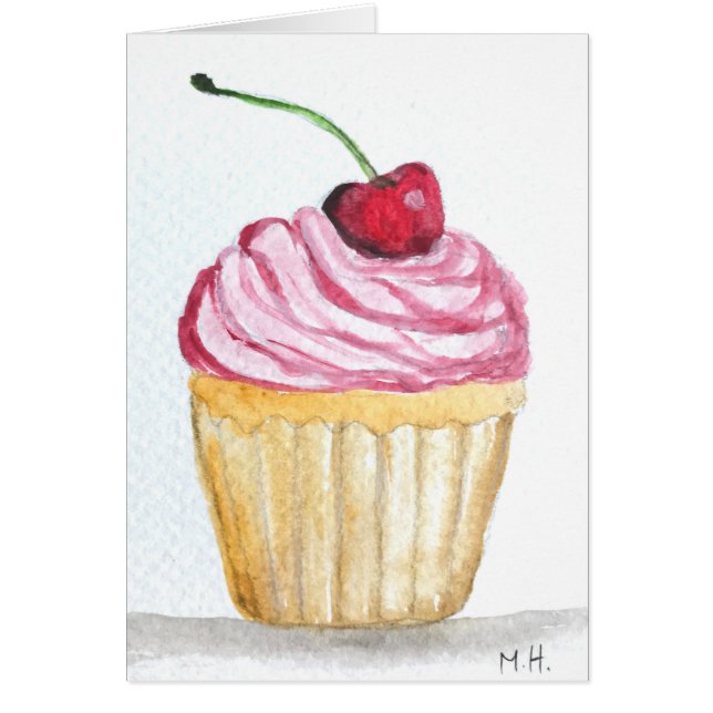 Pink cupcake with cherry (Devant)
