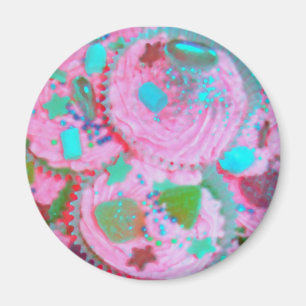 Pink Cupcakes frigo aimant rond