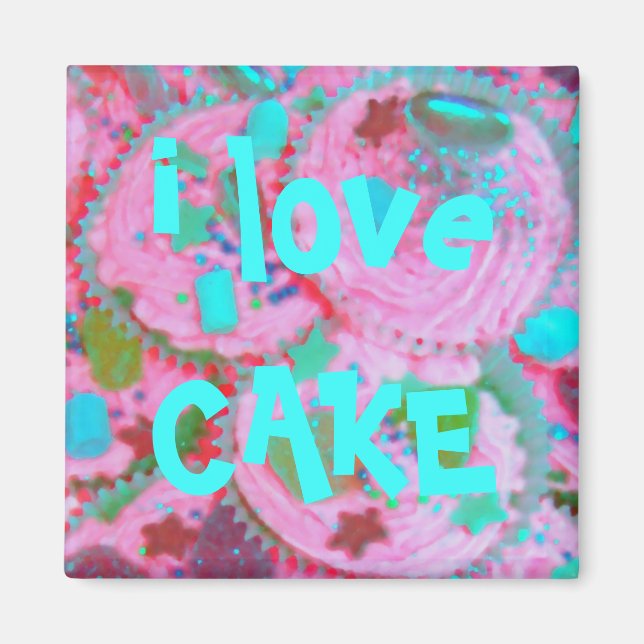 Pink Cupcakes 'i love cake' frigo aimant (Devant)