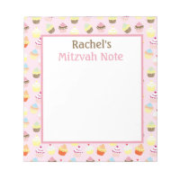 Pink Cupcakes Mitzvah Note Girls Bloc-notes