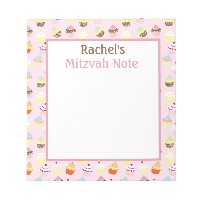 Pink Cupcakes Mitzvah Note Girls Bloc-notes (Devant)