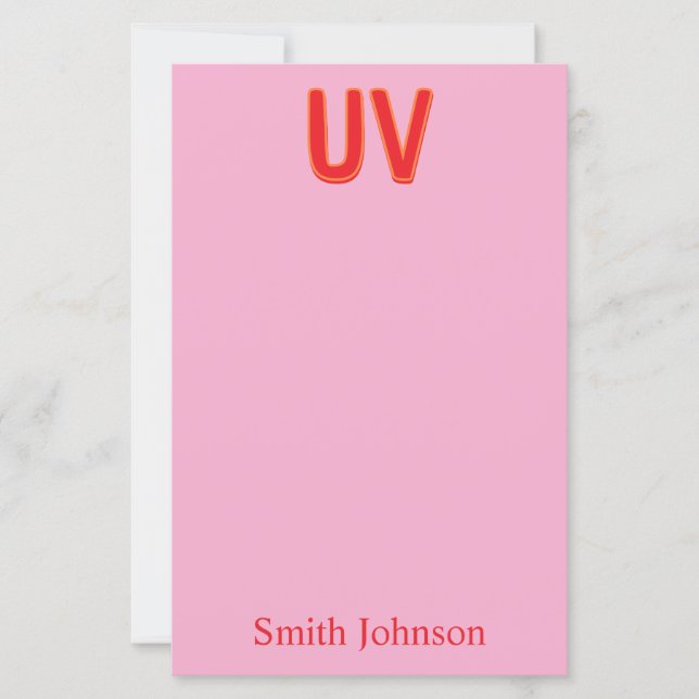 Pink Custom Monogram Stationery Note Card (Devant)