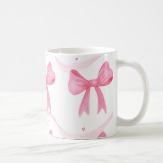 Pink,cute coffee mug with bowa