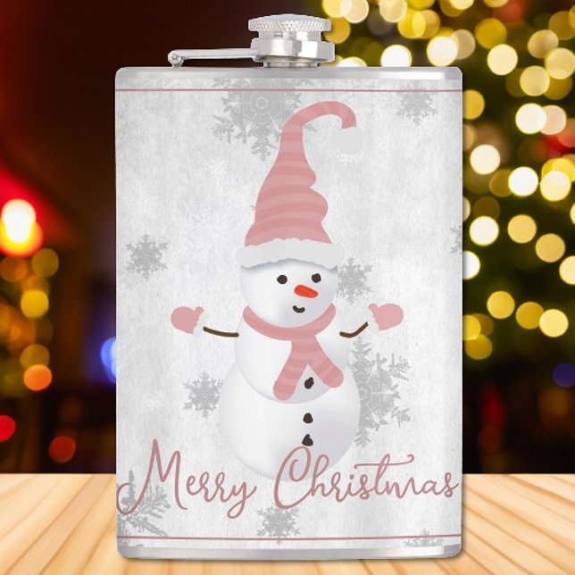Pink Cute Snowman Flacon de vacances (Pink Cute Snowman Holiday Flask)